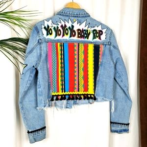 Custom Salt-n-Pepa Inspired Denim Cropped Jacket Size Medium / Large